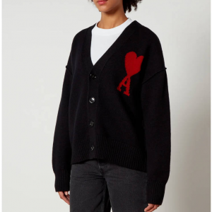 AMI De Coeur Logo-Jacquard 女士羊毛开衫