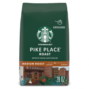 Starbucks Ground Coffee, Medium Roast Coffee, Pike Place Roast, 100% Arabica (28 Oz) @ Amazon