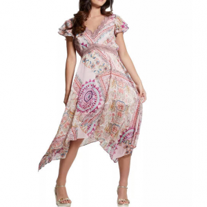 GUESS Women's Short-Sleeve Tania Midi Dress