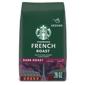 Starbucks Ground Coffee, Dark Roast Coffee, French Roast, 100% Arabica, 1 bag (28 oz) @ Amazon