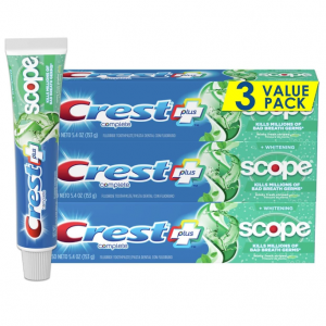 Crest + Scope 全效美白牙膏 新鮮薄荷味 5.4 oz 3支 @ Amazon
