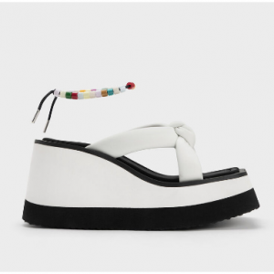 35% Off Tana Knotted Crossover Wedges - White @ Charles & Keith CA