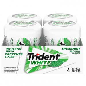 Trident White Spearmint Sugar Free Gum, 4 Bottles of 60 Pieces (240 Total Pieces) @ Amazon