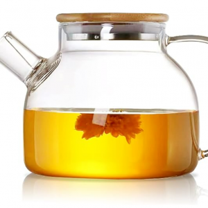 50% off Glass Pitcher with Bamboo Lid, Glass Teapot Stovetop & Microwave Safe @Amazon