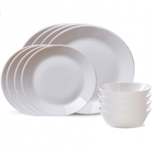 Corelle MilkGlass 12-Piece Dinnerware Set, Service for 4, White @ Amazon