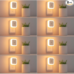 Sujeet 插座式自動感應LED小夜燈 8個裝 夜晚自動亮 @ Amazon