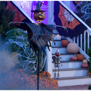 万圣节太阳能稻草人杰克灯笼金属地桩