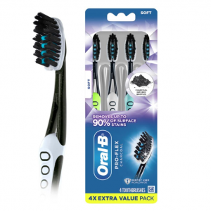 Oral-B Pro-Flex Charcoal Manual Toothbrush, Soft, 4 Count @ Amazon