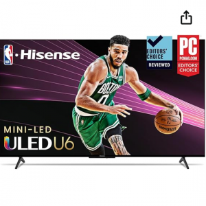 Amazon - Hisense 55英寸 U6 系列ULED Mini-LED 智能电视，(55U6K, 2023新款)，6.9折  