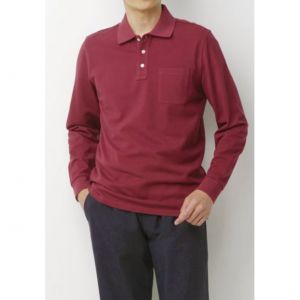 【男女兼用】綿100%ポロシャツ(長袖)しっかり編地の鹿の子素材を使用