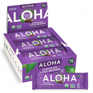 ALOHA Organic Plant Based Protein Bars, Chocolate Fudge Brownie, 12 Count, 1.98oz Bars @ Amazon