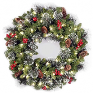 National Tree Company 预亮人造圣诞花环，绿色，24英寸 @ Amazon