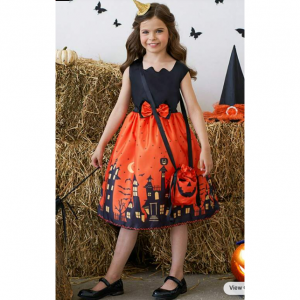 女童万圣节连衣裙+包包