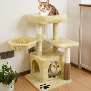 NEGTTE Cat Tree Tower for Indoor Cats Kittens (31in, Beige) @ Amazon