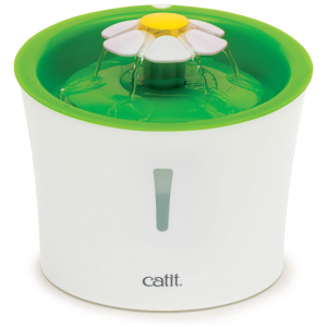 Catit Flower Fountain with Triple Action Filter, Cat Drinking Water Fountain, 3 L, Green @ Amazon