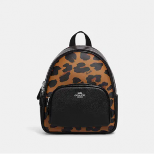 70% Off Coach Mini Court Backpack In Signature Canvas With Leopard Print @ Coach Outlet