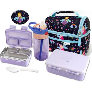 kinsho Stainless Steel Toddler Lunch Box with Insulated Lunch Bag Water Bottle @ Amazon