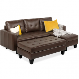 L-Shape Customizable Faux Leather Sofa Set w/ Ottoman Bench @ Best Choice Products