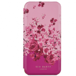 50% off Ted Baker Pink Scattered Flowers Mirror Folio Phone Case For iPhone 15 Pro Max Gold Shell