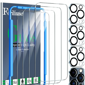 Amazon.com - Ferilinso iPhone 15 Pro/Pro Max 保护膜+钢化镜头保护膜 4只装 ，6折