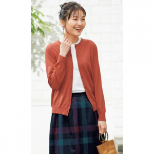 綿混のUVカットクルーネックカーディガン