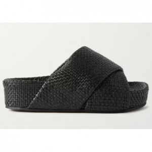 ST. AGNI + NET SUSTAIN Woven leather platform slides