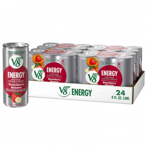 V8 +ENERGY Strawberry Banana Energy Drink, 8 fl oz Can (4 Packs of 6 Cans) @ Amazon