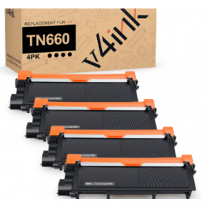 V4ink - v4ink 兼容高印量黑色碳粉盒，适用于Brother TN660打印机，4只装仅$43.99 