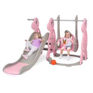 Advwin 幼儿滑梯和秋千套装粉色