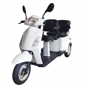 AKEZ F20 500W 60V 20Ah 铅酸电池电动三轮车液压悬挂鼓式制动器 – 白色