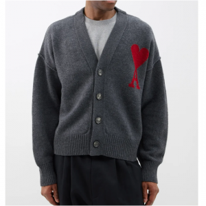 AMI Ami de Cœur-logo wool cardigan