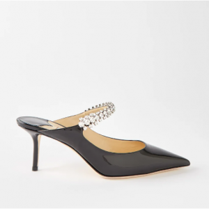 JIMMY CHOO Bing 65 crystal-strap patent-leather mules
