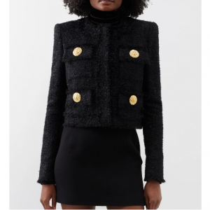BALMAIN Flap-pocket cropped tweed jacket