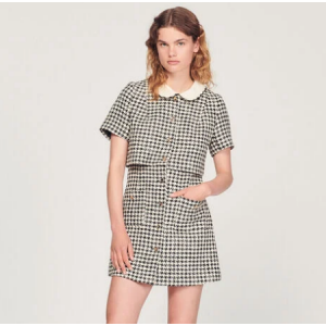 Sandro Paris Tweed trompe l'œil 格纹连衣裙