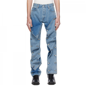 Y/PROJECT Blue Snap Off Jeans @ SSENSE