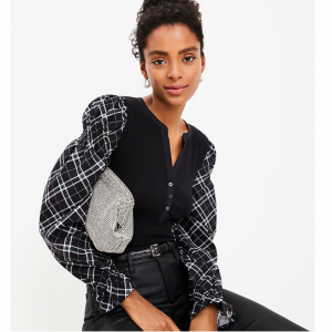 LOFT Plaid Henley 上衣