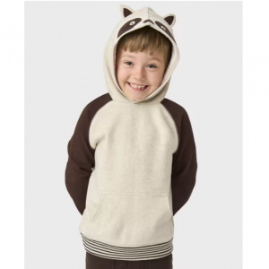 50% Off Boys Embroidered Raccoon Fleece Hoodie - Enchanted Forest - H/T Straw @ Gymboree