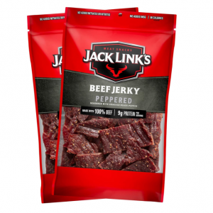 Jack Link's Beef Jerky, Peppered – Flavorful Everyday Snack – 9 Oz. (Pack of 2) @ Amazon