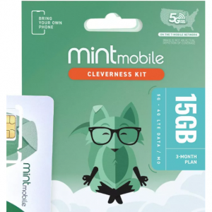 Target - Mint Mobile 4G预付卡 15GB流量 3个月服务入网包仅 $60 + 送$30 Target 礼卡