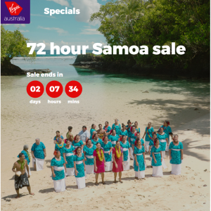 Virgin Australia: 72hr Samoa sale