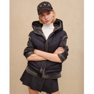 Maje 黑色双材质夹克