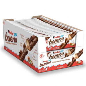 Kinder Bueno, 30 Pack, Milk Chocolate And Hazelnut Cream, 45 Oz @ Amazon