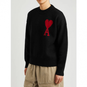 AMI PARIS Logo-intarsia wool jumper