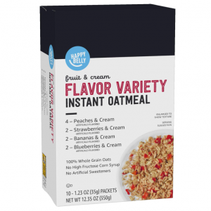 Happy Belly Instant Oatmeal, Fruit & Cream Variety Pack, 10 Count @ Amazon