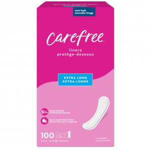 Carefree Panty Liners, Extra Long Liners, Unwrapped, Unscented, 100ct @ Amazon