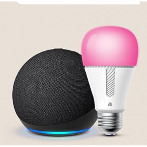 Amazon - 全新 Echo Dot 第5代 智能语音助手 +  TP-Link Kasa 智能彩色灯泡，3.2折