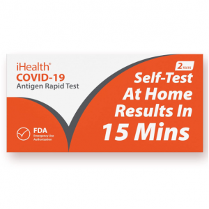 iHealth COVID-19 Antigen Rapid Test, 1 Pack, 2 Tests Total, FDA EUA Authorized OTC at-Home Self Te
