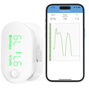 iHealth AIR Rechargeable Fingertip Pulse Oximeter, Blood Oxygen Saturation Monitor with App, SpO2,