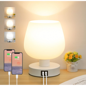 Brightever 极简触控可调亮度床头灯 带灯泡+2个USB端口 @ Amazon