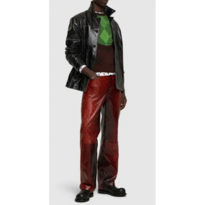 Marine Serre Airbrushed leather wide leg pants